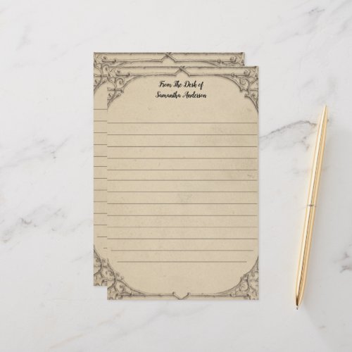 Personalize Vintage Distressed Antique Personal  Stationery