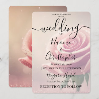 PERSONALIZE: Vintage Dusty Pink Rose Wedding Invitation