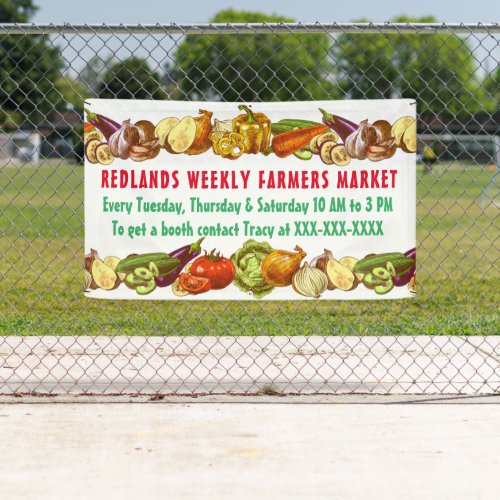 Personalize Vintage Farmers Market Vegetable White Banner