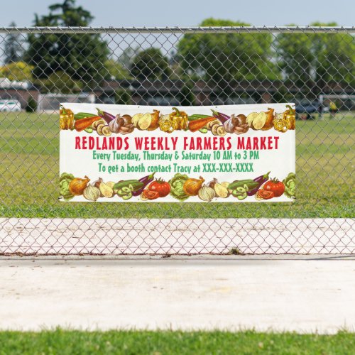 Personalize Vintage Farmers Market Vegetable White Banner