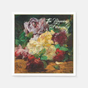Personalize Vintage French Georges Jeannin Roses Napkins