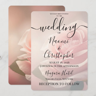 PERSONALIZE: Vintage Pink Rose Closeup Wedding Invitation