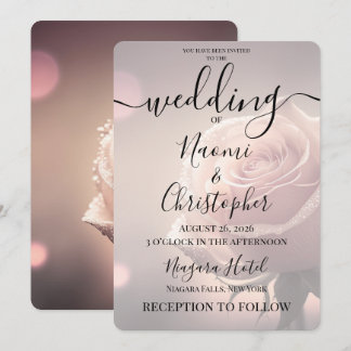 PERSONALIZE: Vintage Pink Rose Wedding Invitation