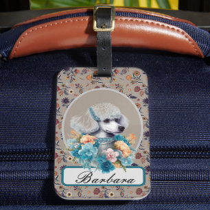 Personalize Vintage Poodle  Luggage Tag