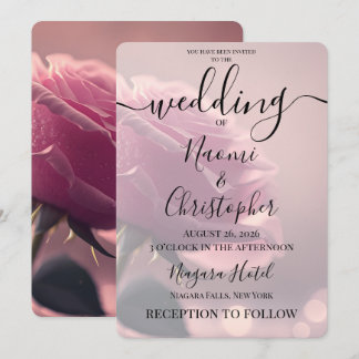 PERSONALIZE: Vintage Pretty Pink Rose Wedding Invitation