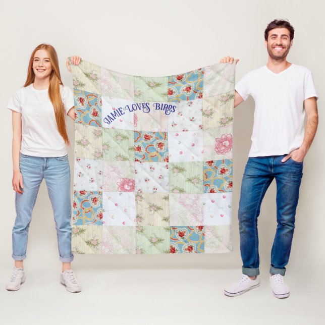 Personalize Vintage Quilt Fleece Blanket (In Situ)