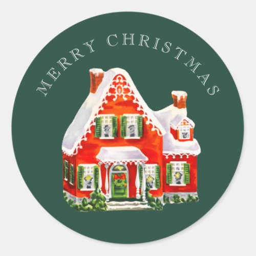 Personalize Vintage Retro Rustic Christmas Cottage Classic Round Sticker