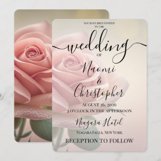 PERSONALIZE: Vintage Sepia Pink Rose Wedding Invitation