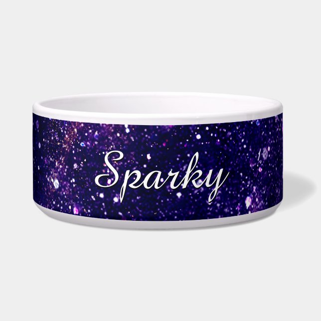 Personalize violet purple abstract galaxy bowl (Front)