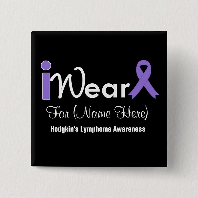 Personalize Violet Ribbon Hodgkin's Lymphoma Button (Front)