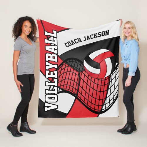 Personalize _ Volleyball  Design _ Red and Black Fleece Blanket