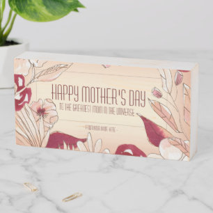 Personalize Warm Flower theme Mothers Day Wooden Box Sign
