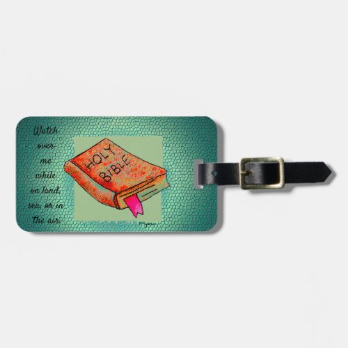 Personalize Watch Over Me Prayer Book Art Luggage Tag