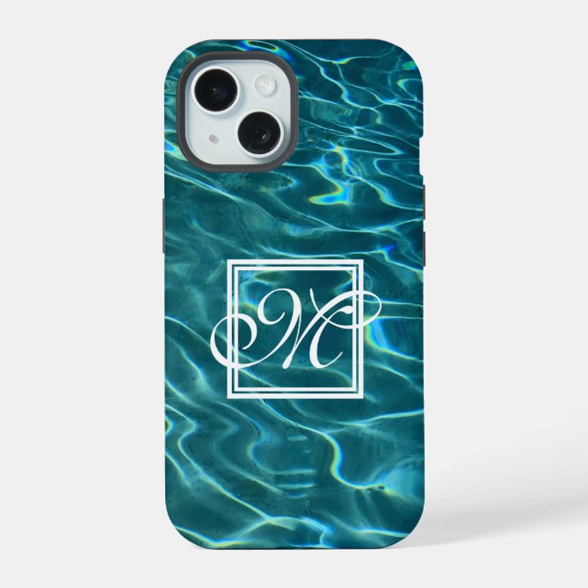 Personalize Water Pattern ocean waves monogram Iphone Case (Back)