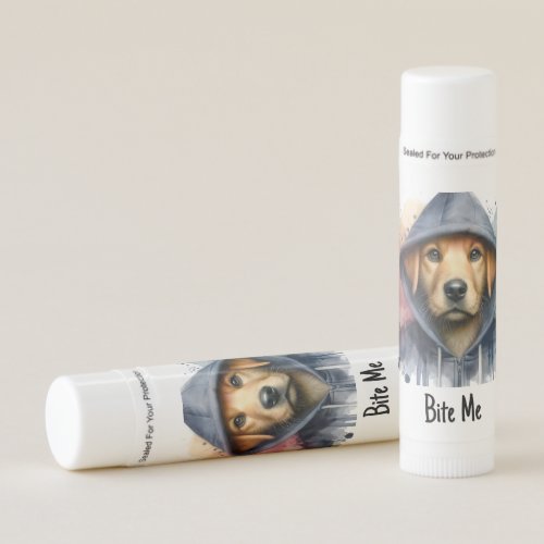 Personalize Watercolor Artwork Brown Dog in Hoodie Lip Balm