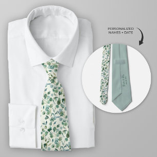 Personalize Watercolor Eucalyptus Neck Tie