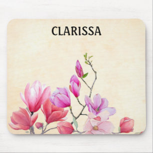 Personalize Watercolor Flower Mouse Pad