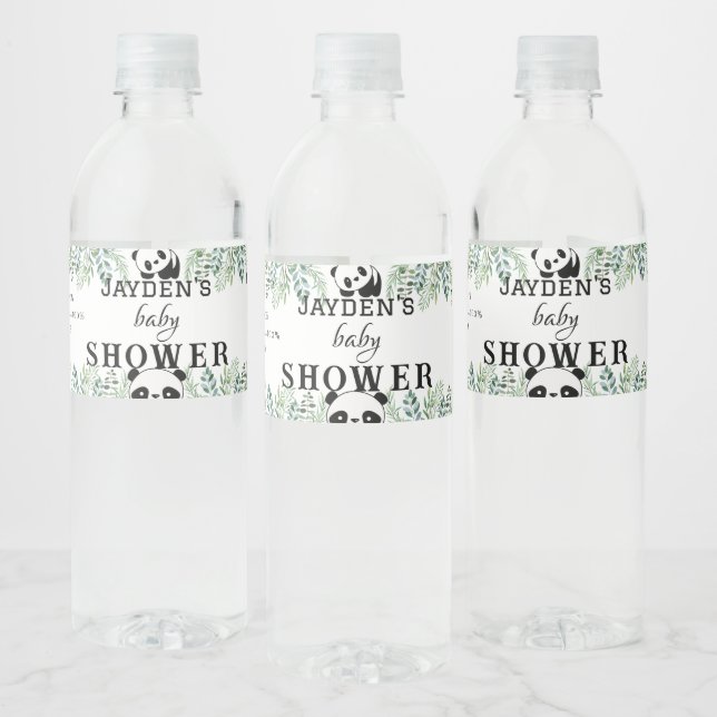 Personalize Watercolor Green Leaf Water Bottle Label (Bottles)