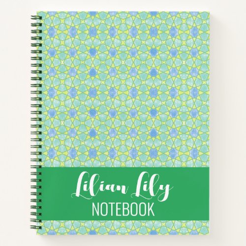 Personalize Watercolor Hand Drawn Pattern Notebook