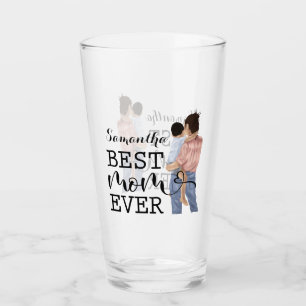 Personalize Watercolor Mother and Son Yellow Glass