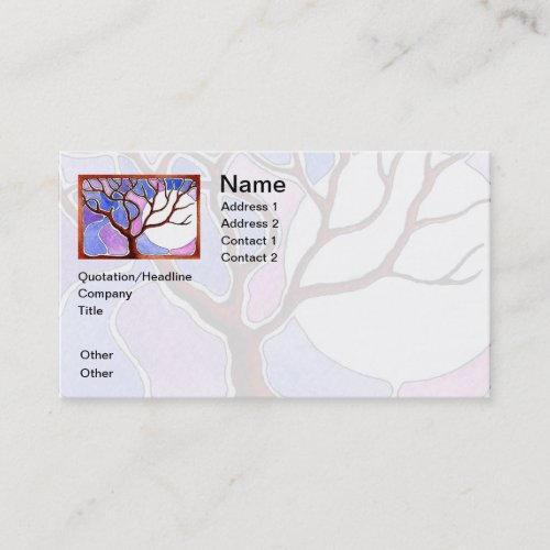 Personalize Watercolor Tree and Moon - Blue Pink Business Card