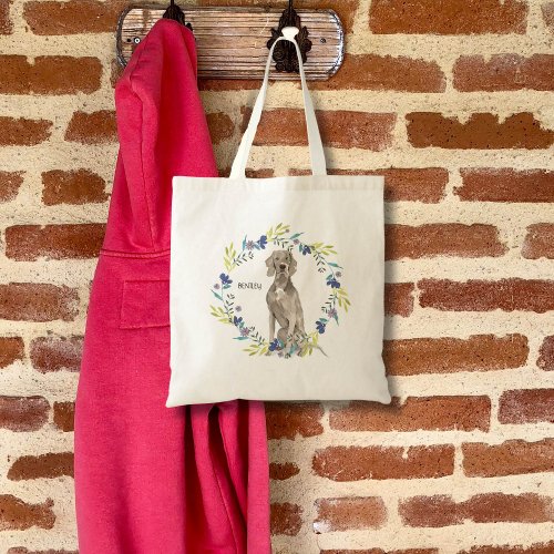 Personalize Watercolor Weimaraner Tote Bag