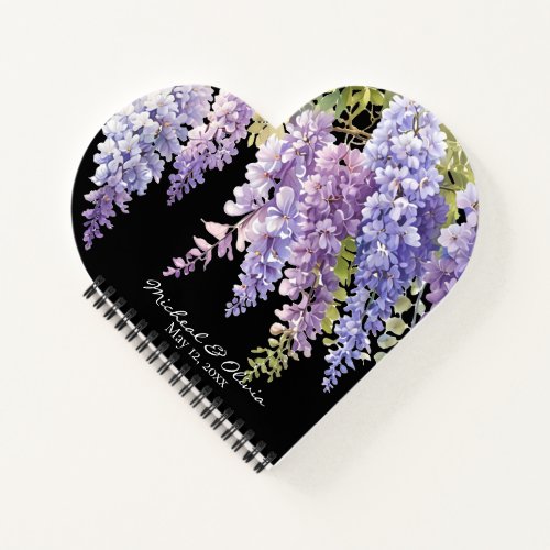 Personalize watercolor wisteria purple floral  notebook