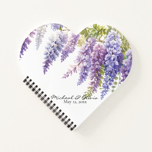 Personalize watercolor wisteria purple floral  notebook