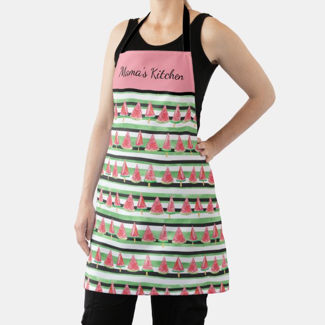 Personalize Watermelon Pink Green White Black Apron (Insitu)
