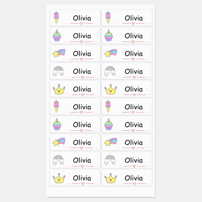 Personalize Waterproof Name Labels for Kids  (Sheet)