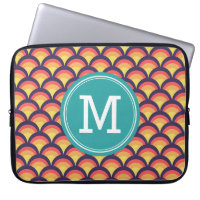 Personalize Waves Geometric Monogram Laptop Sleeve