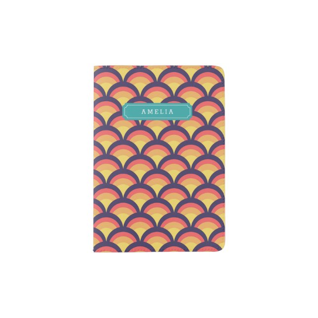 Personalize Waves Geometric Monogram Passport Holder (Front)