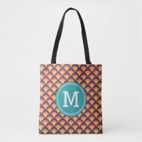 Personalize Waves Geometric Monogram Tote Bag