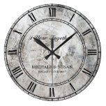 Personalize Wedding Anniversary Marble Background Large Clock Personalize Wedding Anniversary Marble Background Large Clock