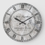 Personalize Wedding Anniversary Marble Background Large Clock at Zazzle