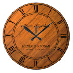 Personalize Wedding Anniversary (Wood Background) Large Clock Personalize Wedding Anniversary (Wood Background) Large Clock