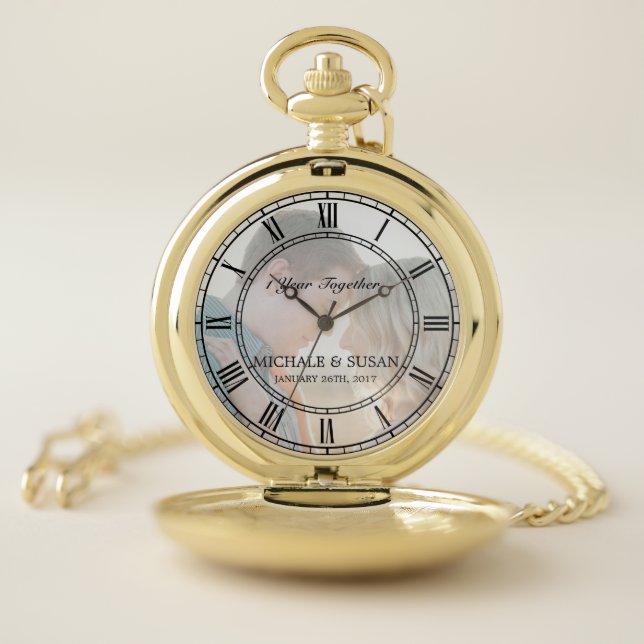 Personalize Wedding Anniversary (Your Photo) Pocket Watch (Inside)