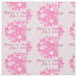 Personalize Wedding Fabric Pink Roses
