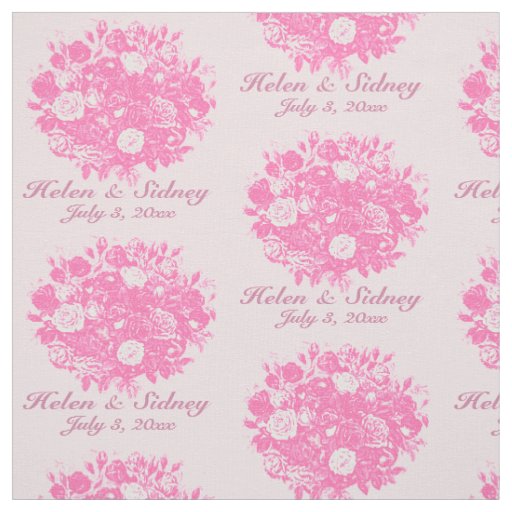 Personalize Wedding Fabric Pink Roses