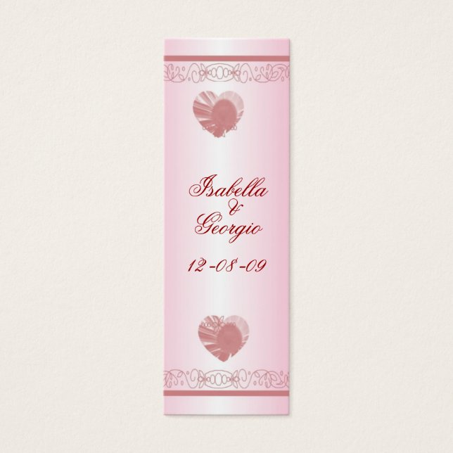 Personalize Wedding Favor Hearts & Lace Bookmark (Front)