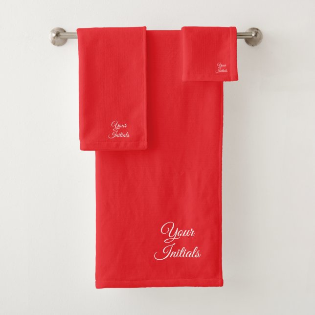 Personalize Wedding Holiday Gift Red     Bath Towel Set (Insitu)