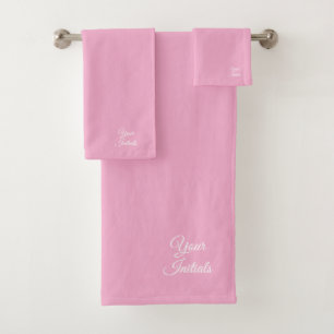 Personalize Wedding Housewarming Gift Pink Bath Towel Set