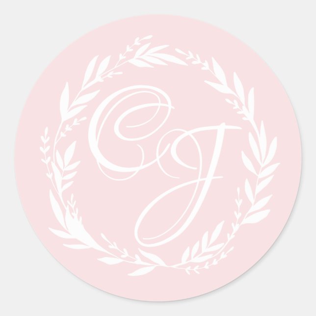 Personalize Wedding Monogram White Wreath Stickers (Front)