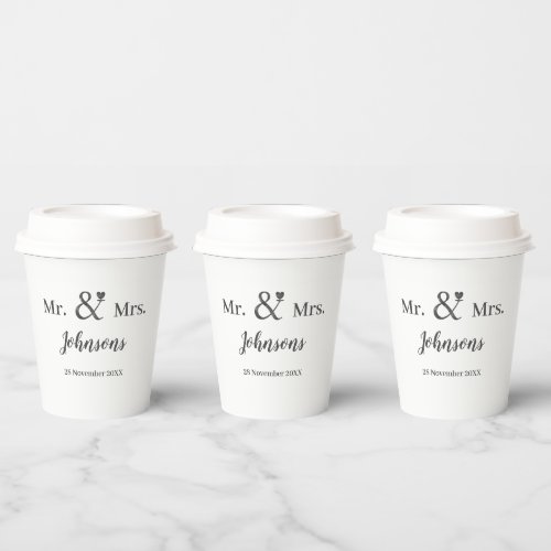 Personalize wedding name ampersand couple    paper cups