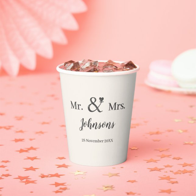 Personalize wedding name ampersand couple  paper cups (Insitu)