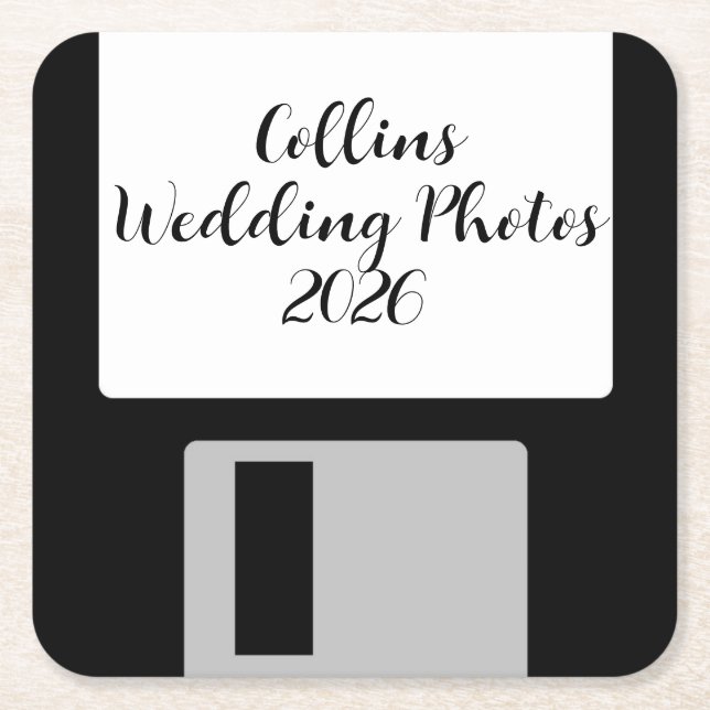 Personalize Wedding Photos Floppy Disk Coaster (Front)