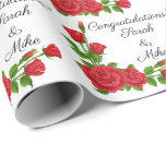 Personalize Wedding Red Roses Personalize Names Wrapping Paper<br><div class="desc">Personalize Wedding Red Roses Personalize Names Wrapping Paper</div>