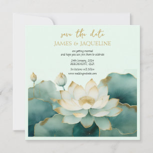 Personalize Wedding Save the Date Lotus gold