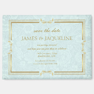 Personalize Wedding Save the Date Watercolour blue Magnet