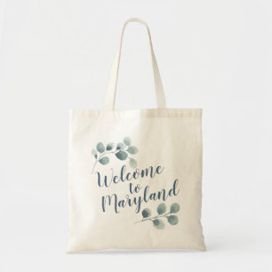 Personalize Wedding Welcome Eucalyptus Calligraphy Tote Bag